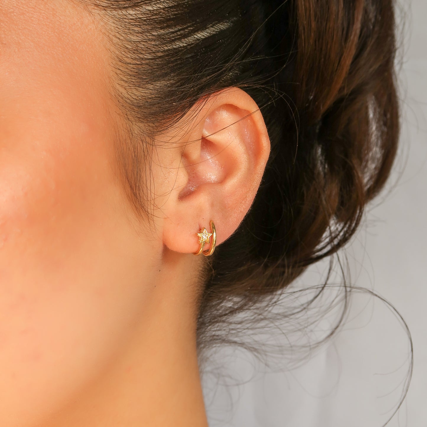 Double HoopShooting Star Stud Earring