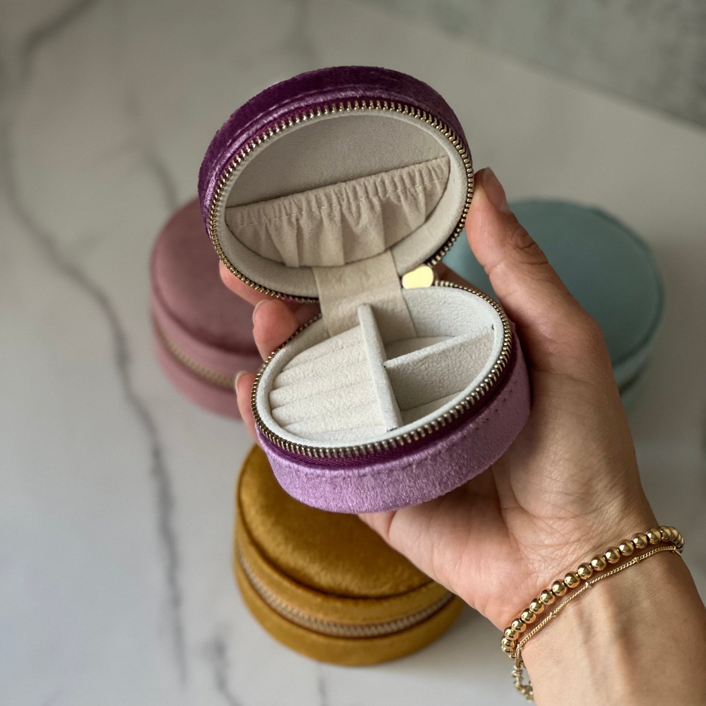 Velvet Round Mini Travel Case