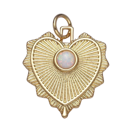 Ilse Opal Sunburst Heart Charm